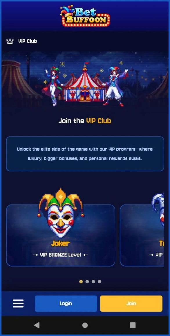 Enjoy exclusive benefits in the VIP area at Bet Buffoon Casino
